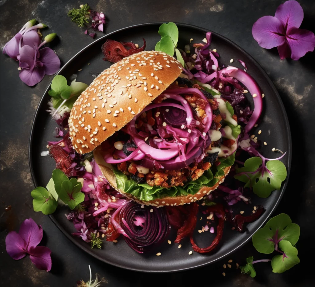 purple veggie burger